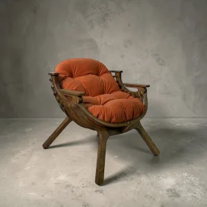 Кресло Bella орех Carrot - вид с подушкой и подлокотниками