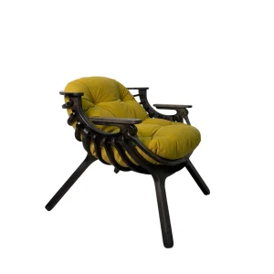 Кресло Bella чёрный Mimosa - вид с подушкой и подлокотниками