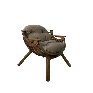 Кресло Bella орех Cocoa - вид с подушкой и подлокотниками