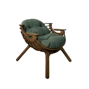 Кресло Bella орех Moss - вид с подушкой и подлокотниками