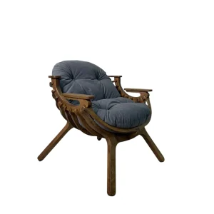 Кресло Bella орех Stone - вид с подушкой и подлокотниками